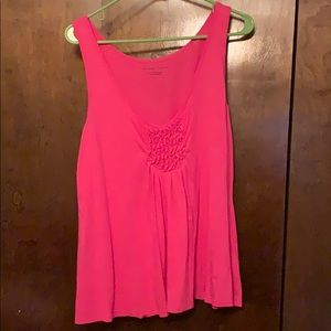 New York & Co pink ruffle chest sleeveless top